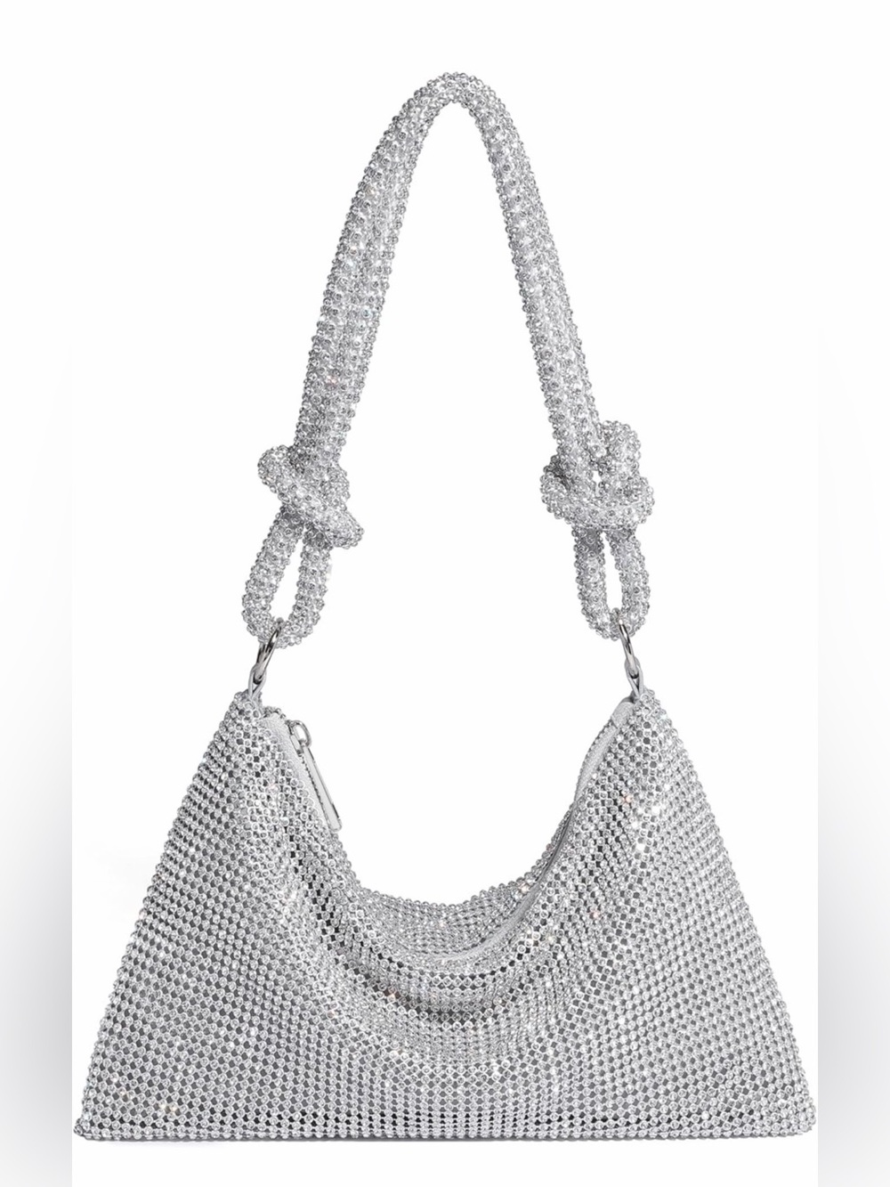 Crystal Mesh Shoulder Bag - Silver